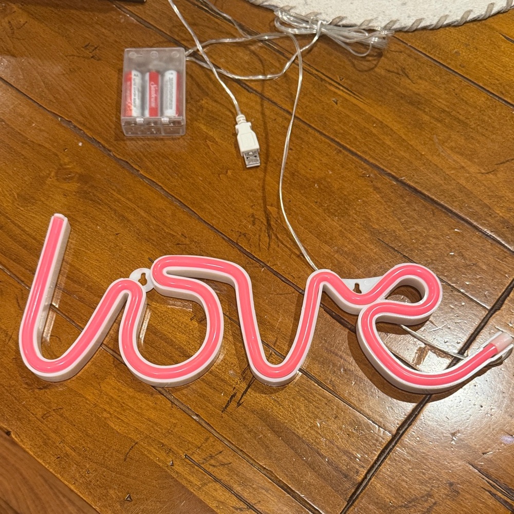 LED Pink Neon Love Wall Art